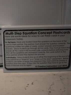 New Multi-Step Equation Concept Flashcards Algebra Math Teacher Homeschool